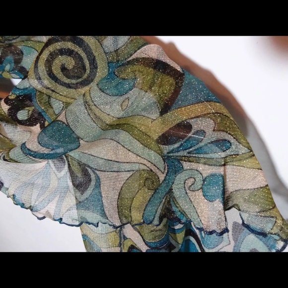 Vintage Authentic Retro 60's or 70's Stretchy Floral Hair or Neck Scarf - Picture 8 of 9